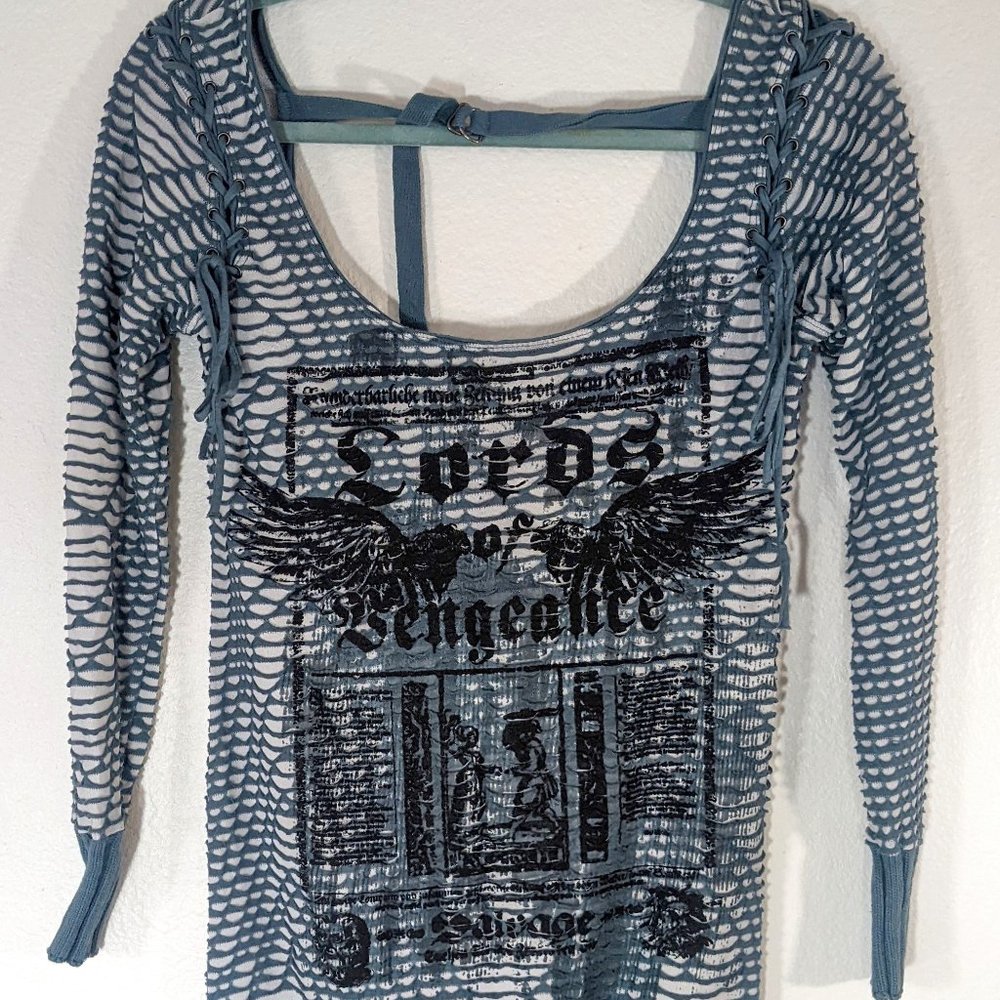 Salvage Brand Long Sleeve Tunic Top Open Back XS